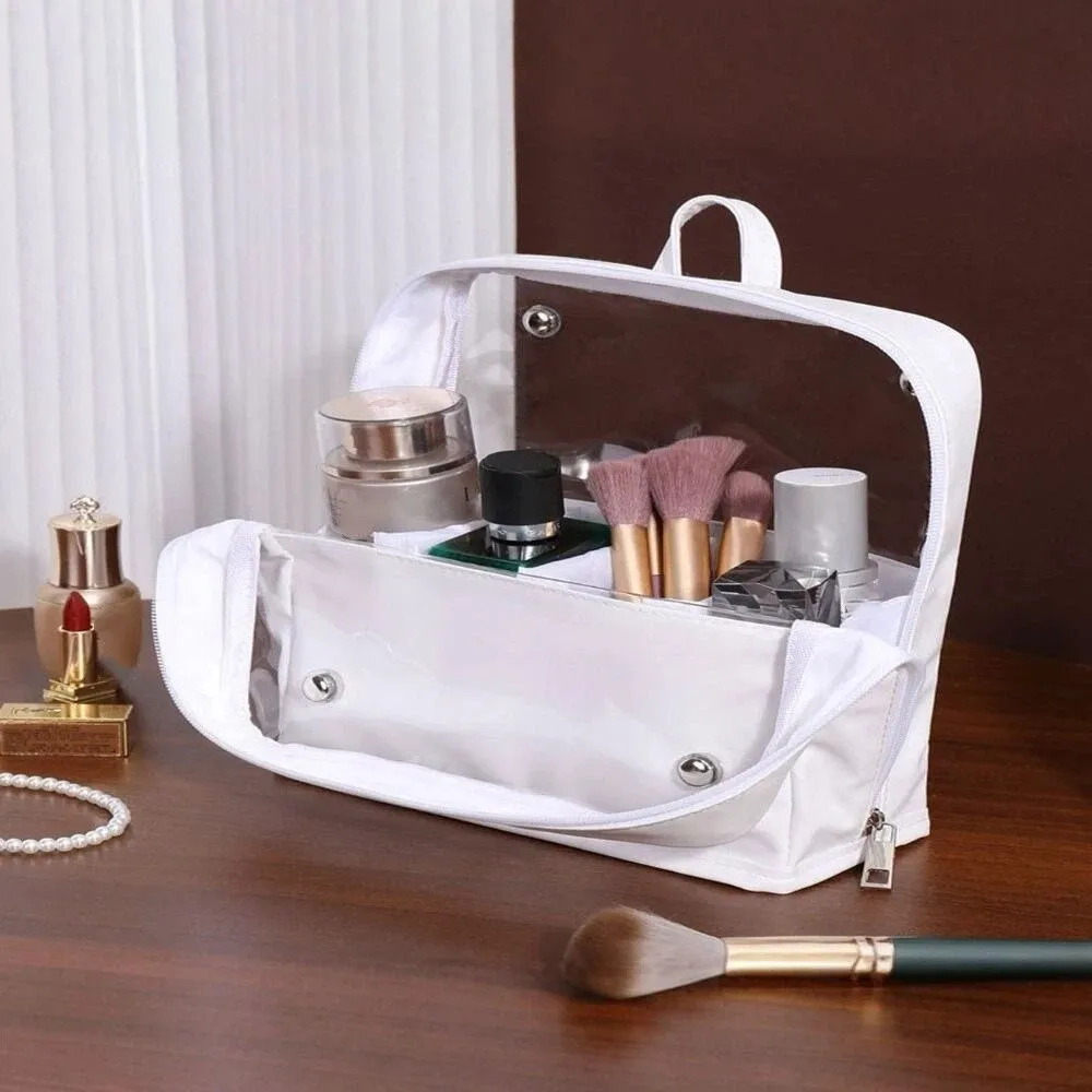 Waterproof Transparent Makeup Bag See-Through Zipper Stand-up Design Cosmetic Bag Large Capacity Dividers