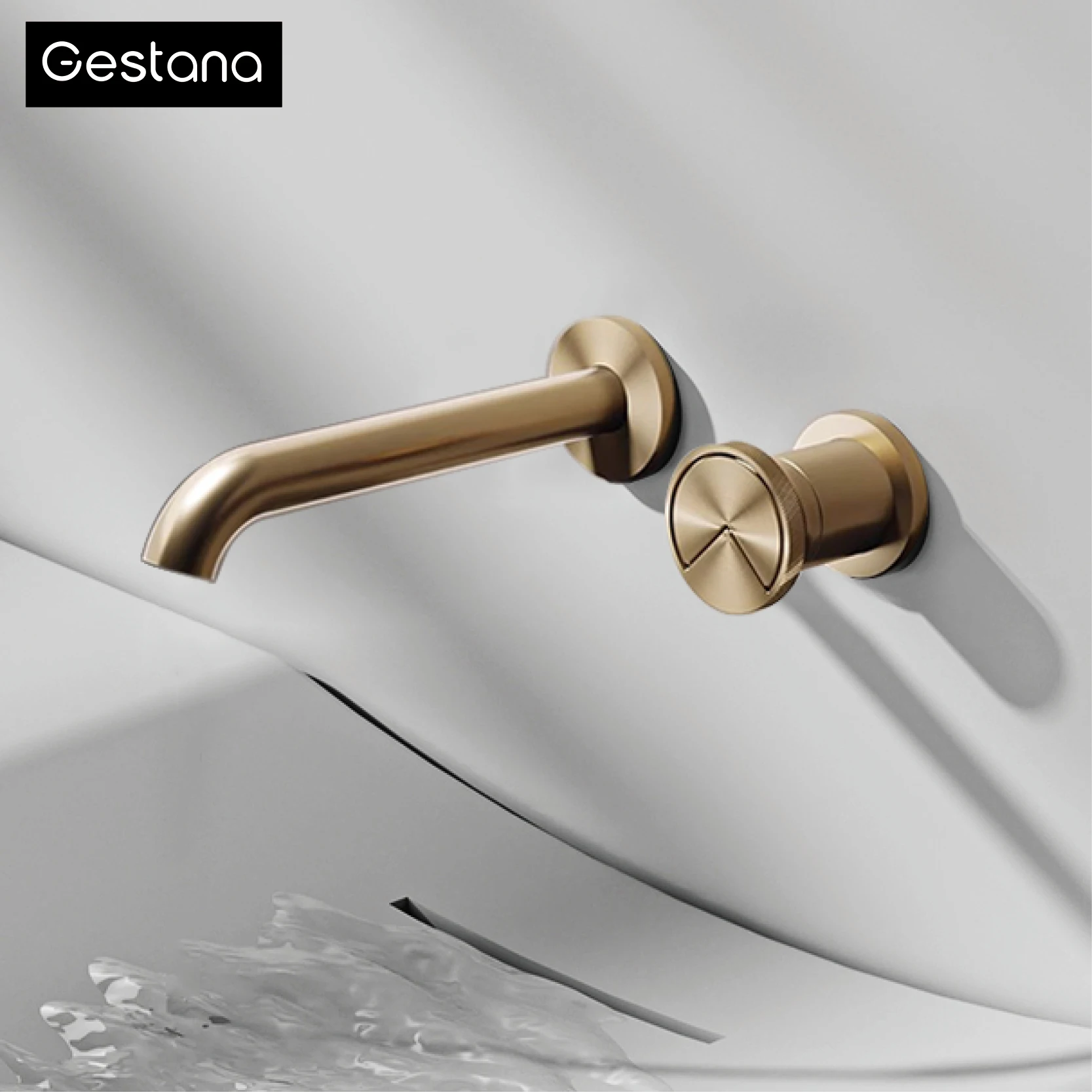 Luxuriöser Gebürsteter Gold-Einbau-Waschtischarmatur aus Messing, Moderner Einhand-Wasserhahn mit Durchflussregulierung für Warm- und Kaltwasser, Design für Waschtische