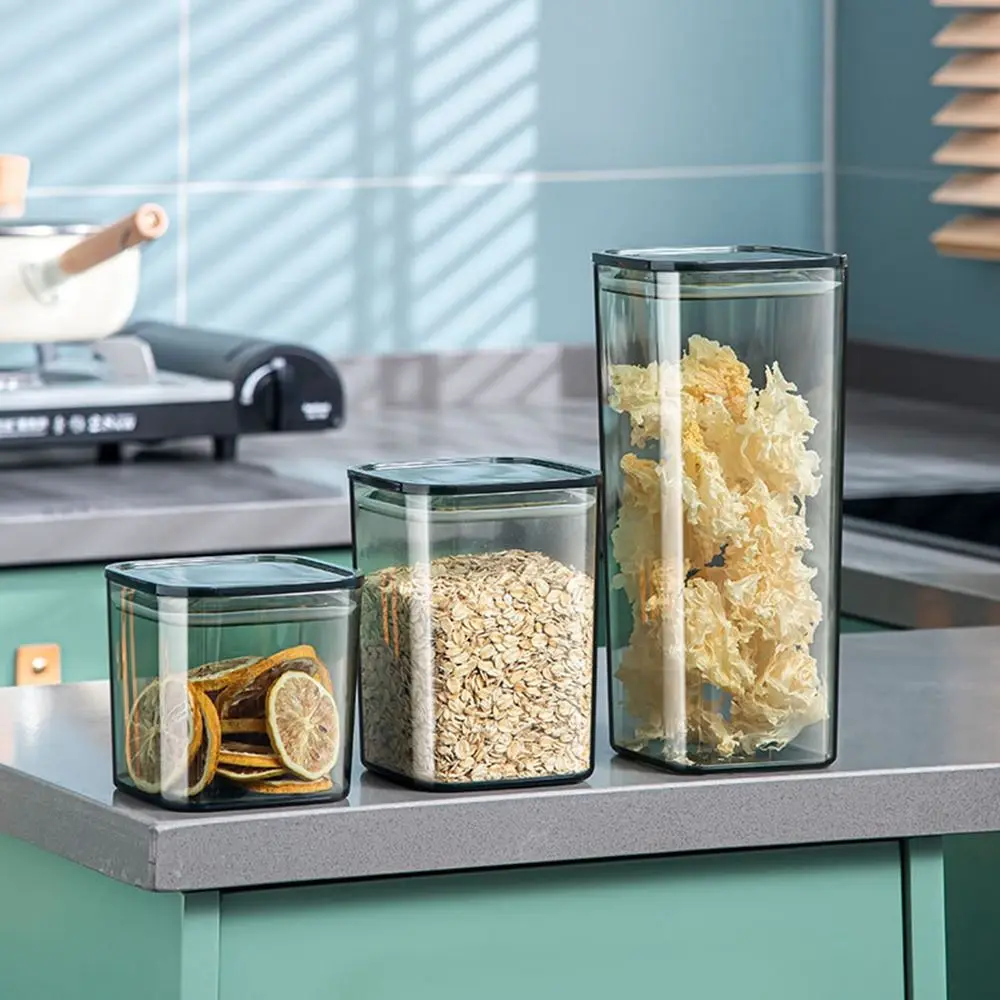 Clear Cereal Storage Box Plastic Round/Square Food Preservation Box Keep Fresh Dustproof Food Storage Container Kitchen