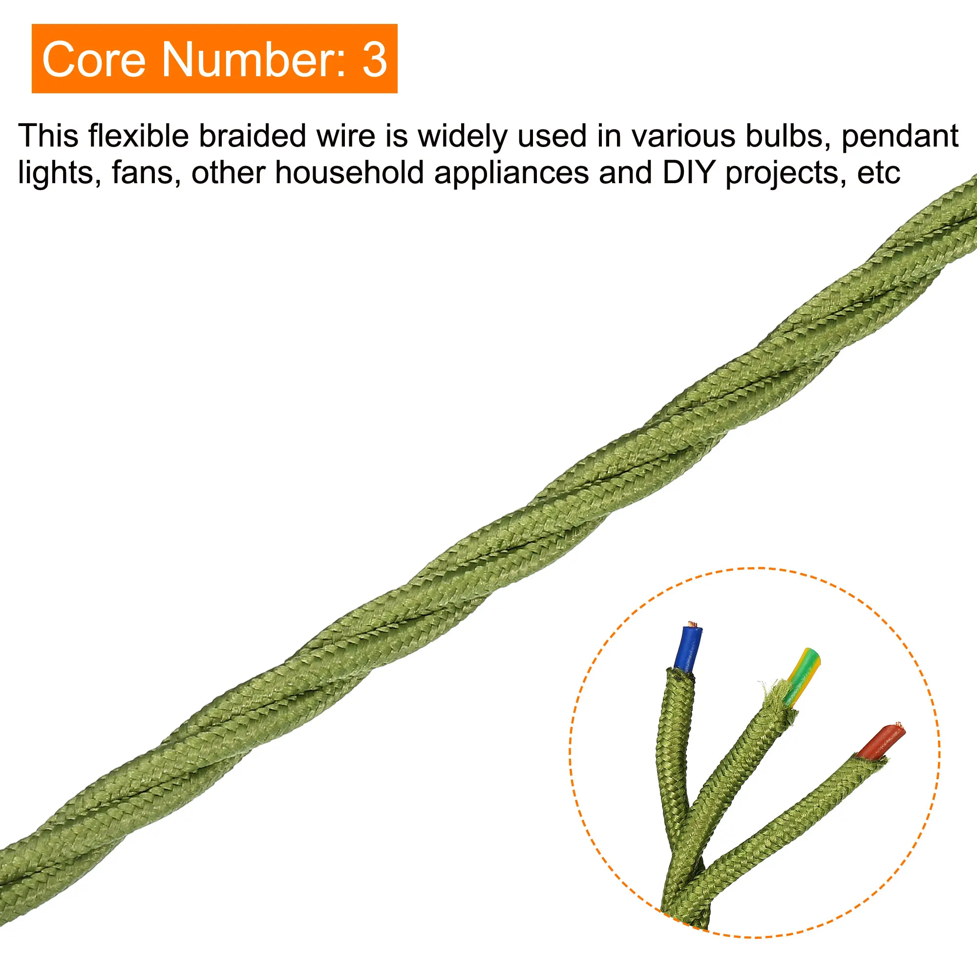 3/5m 3 Core 18AWG Tessuto Vintage Intrecciato Filo Elettrico Tessuto Cavo Tessuto Intrecciato Lampada A Sospensione Cavo FAI DA TE filo