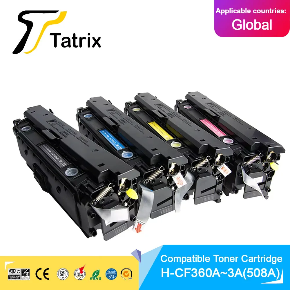 Tatrix For hp 508A Compatible Toner Cartridge CF360A CF361A CF362A CF363A For HP Color LaserJet Enterprise M552dn/M553n/M553dn