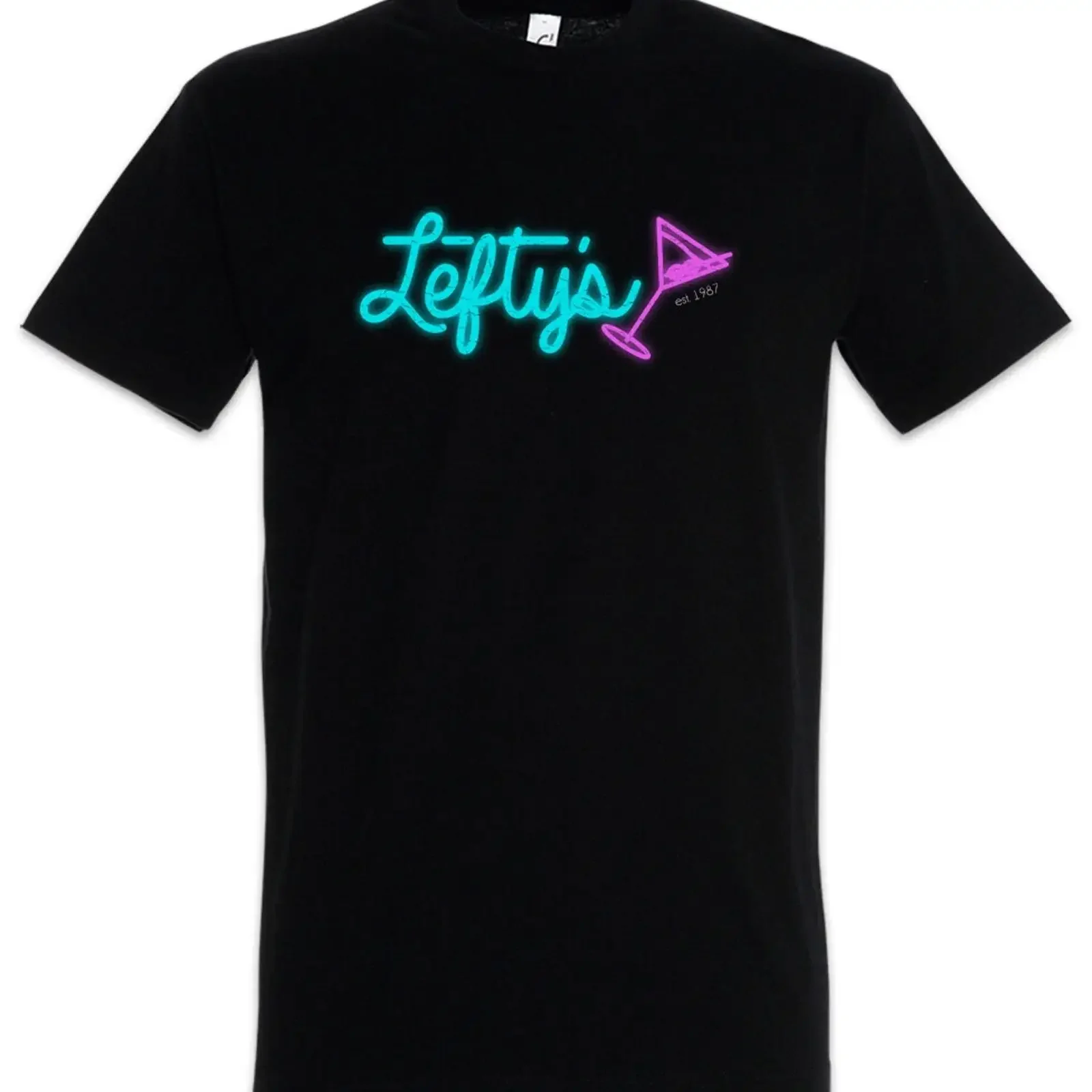 Lefty's Bar T Shirt Logo Leisure Symbol Suit Sign Game Larry Games Gaming vintage Washed Top For Everyday Wear designer clothes