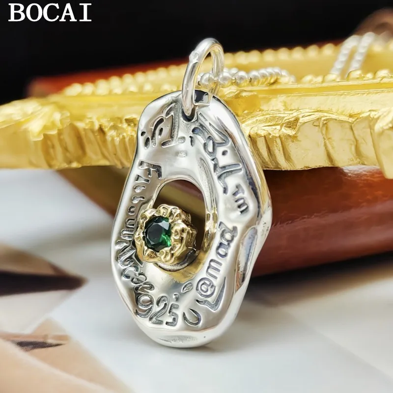 

BOCAI Новый S925 Стерлингового Серебра Ретро Персонализированный Хип-Хоп Панк Стиль Буквы Граффити Камни Подвеска Для Мужчин И Женщин