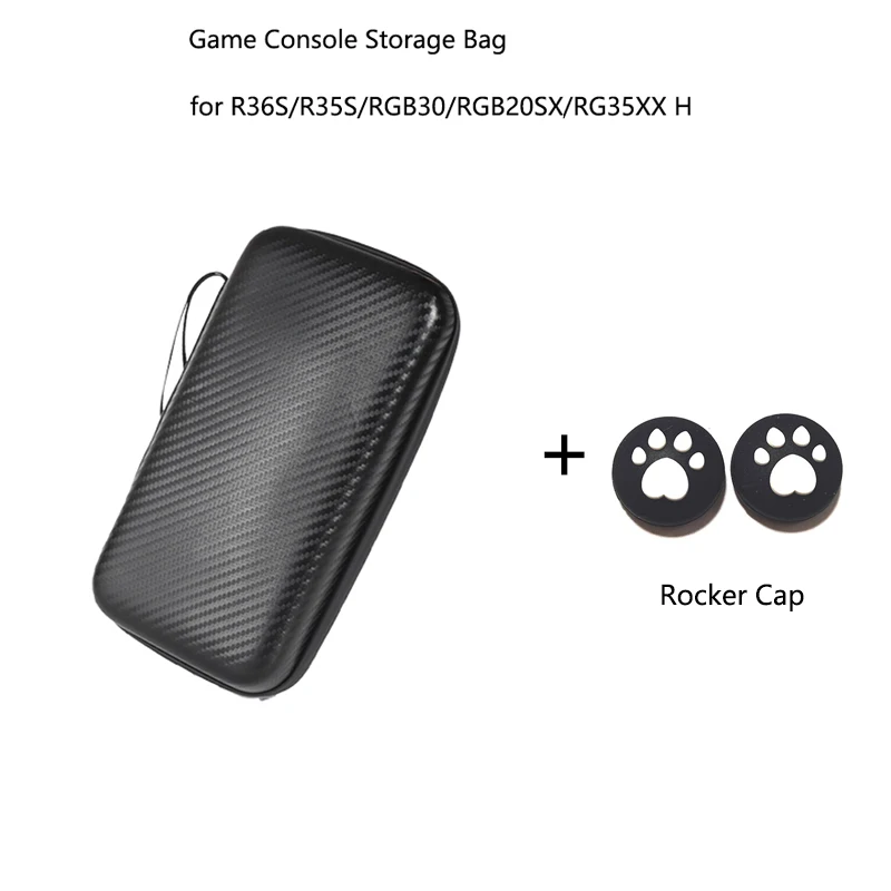 Game Console Handheld Bag for R36S/R35S/RGB30/RGB20SX/RG353M/RG35XX H Portable Storage Bag Shockproof Protective Case+Rocker Cap