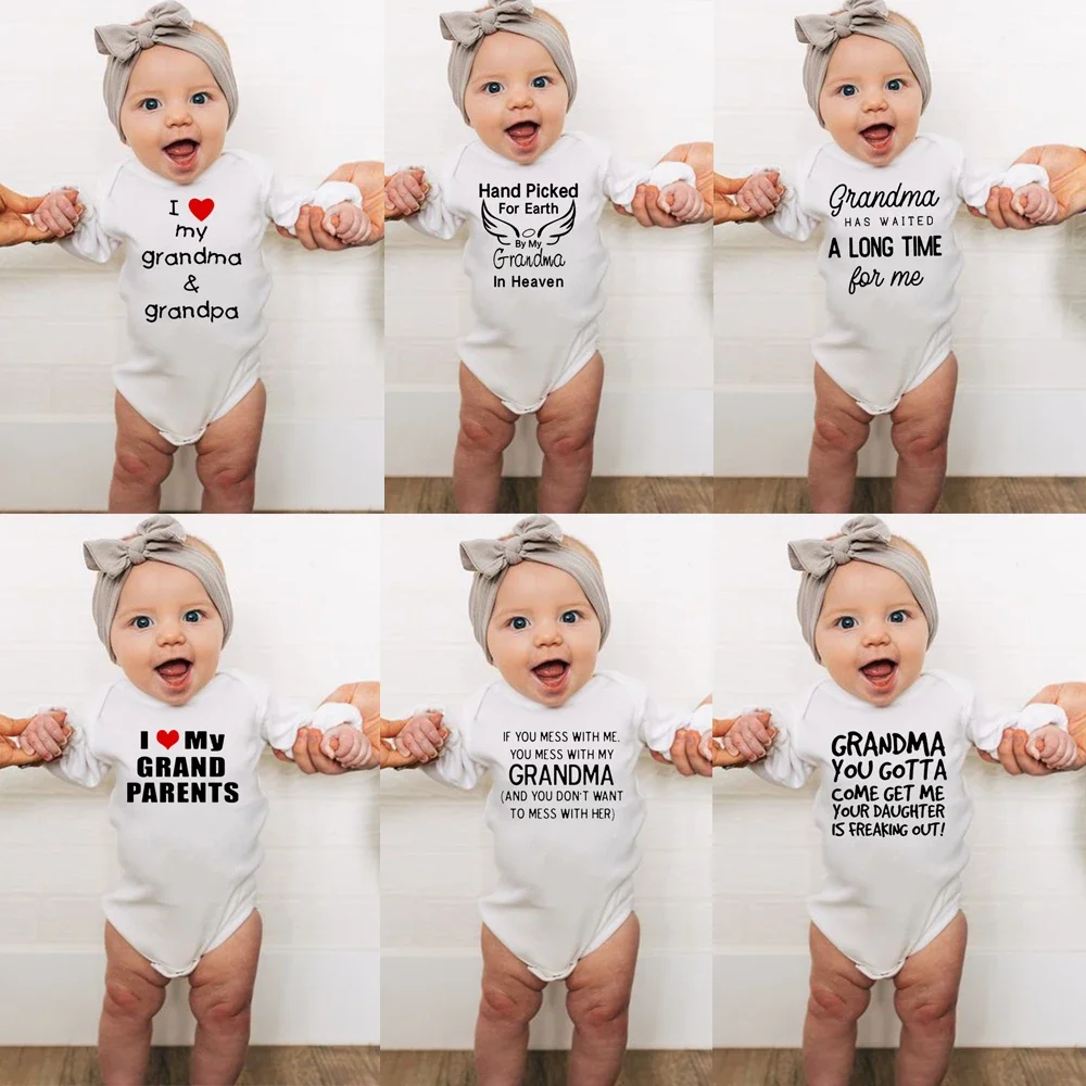 I Love My Grandma and Grandpa Baby Bodysuit Cute Newborn Baby Rompers Autumn Long Sleeve Bodysuits Baby Boy Girl  Clothes