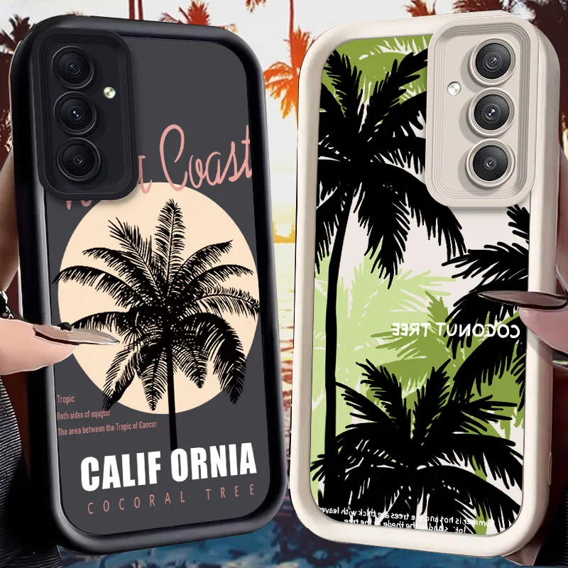 Coconut Tree Case for Samsung Galaxy A73 A72 A71 A55 5G A54 A52 A52S A51 4G A31 A30 A24 A23 A22 A21S A20S A20 A14 A13 A12 Cover