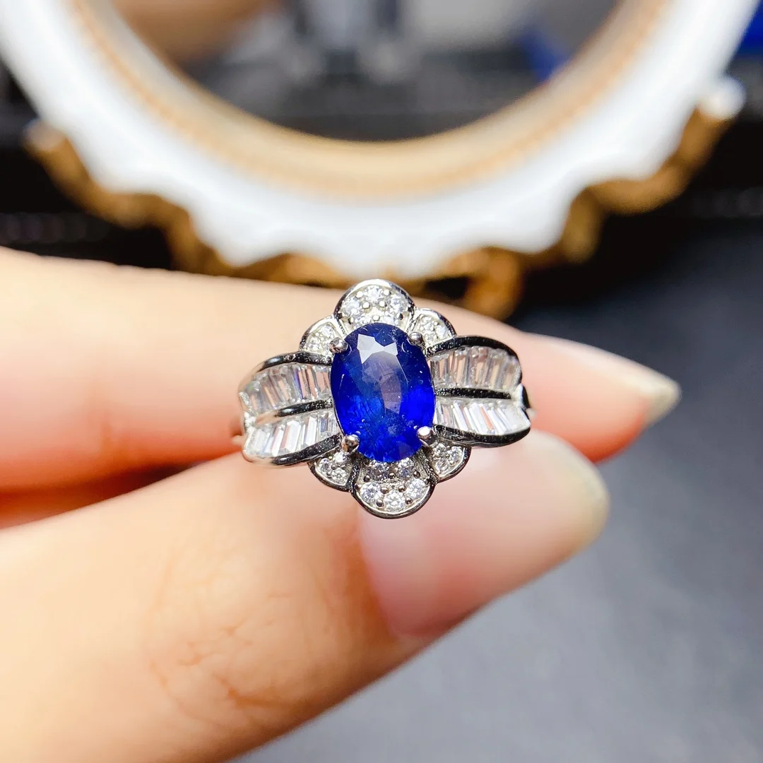 FS S925 Sterling Silver Inlay 6*8mmNatural Ruby Ring Certificate Fashion Fine Charm Weddings Jewelry for Women MeiBaPJ