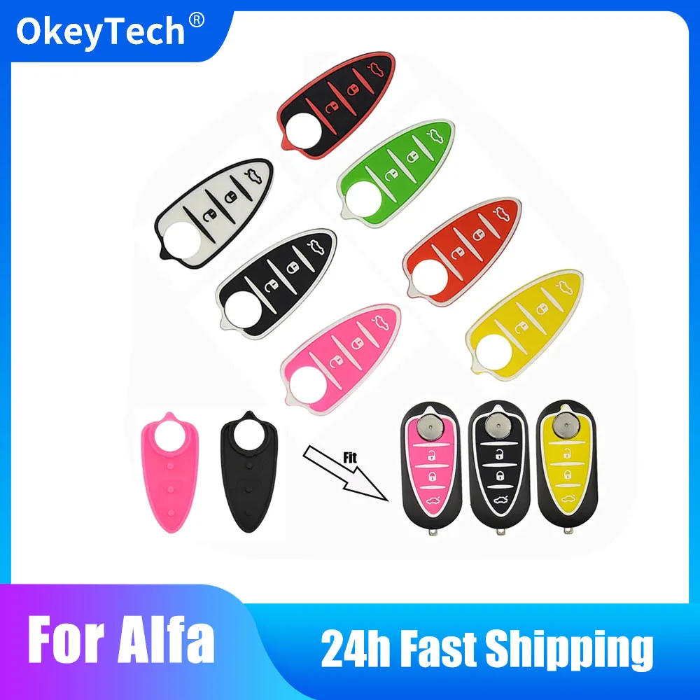 OkeyTech Silicone Rubber Car Key Pad For Alfa Romeo Giulietta 159 GTO GTA Mito Brera 3 Button Flip Remote Button Repair Key Pads