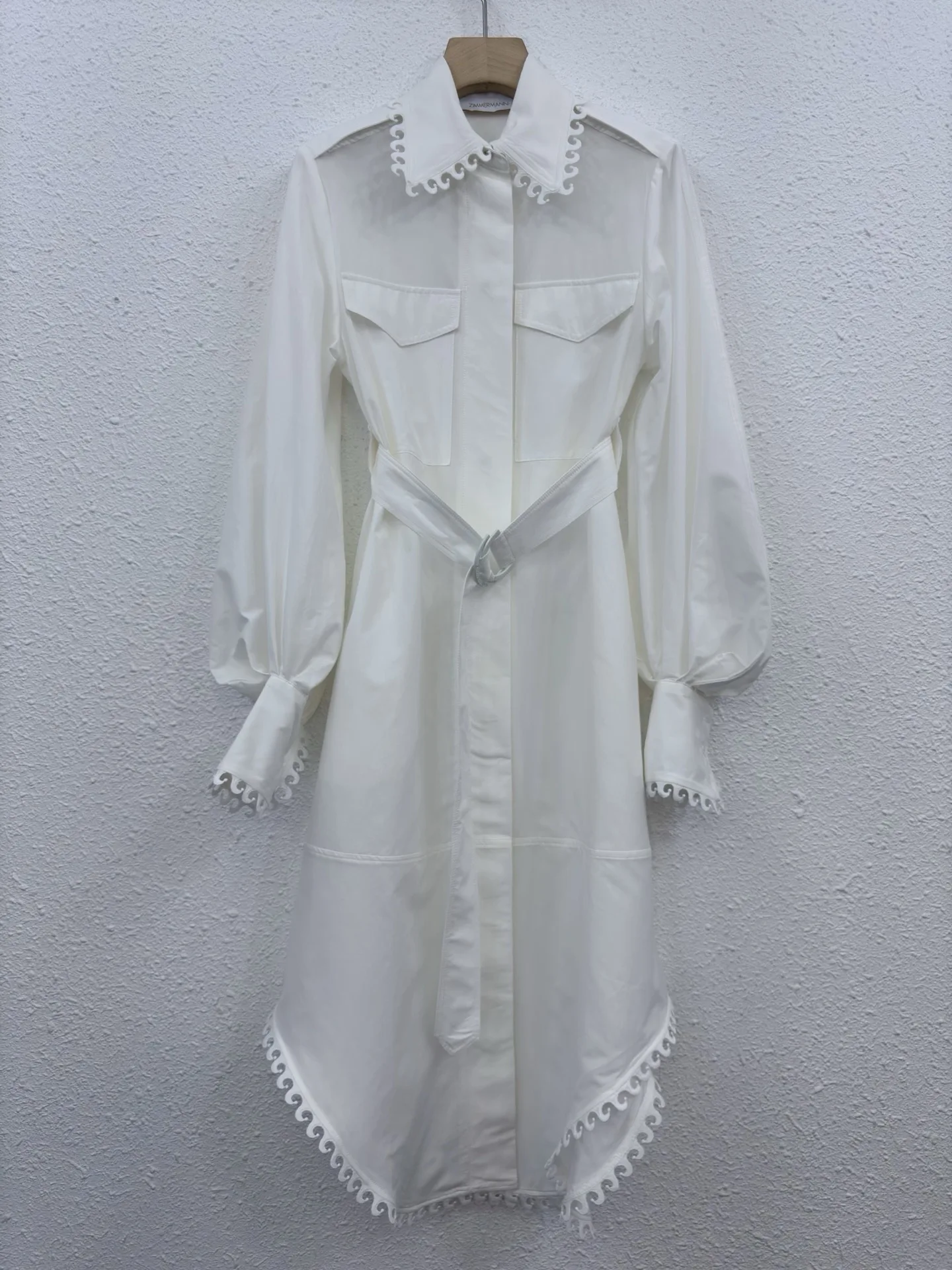 سييم-فستان متوسط الطول بياقة منفوخة للنساء ، أنيق ، كلاسيكي ، بوهيمي ، أنيق ، فاخر ، مصمم مدرج ، حلو ، أبيض