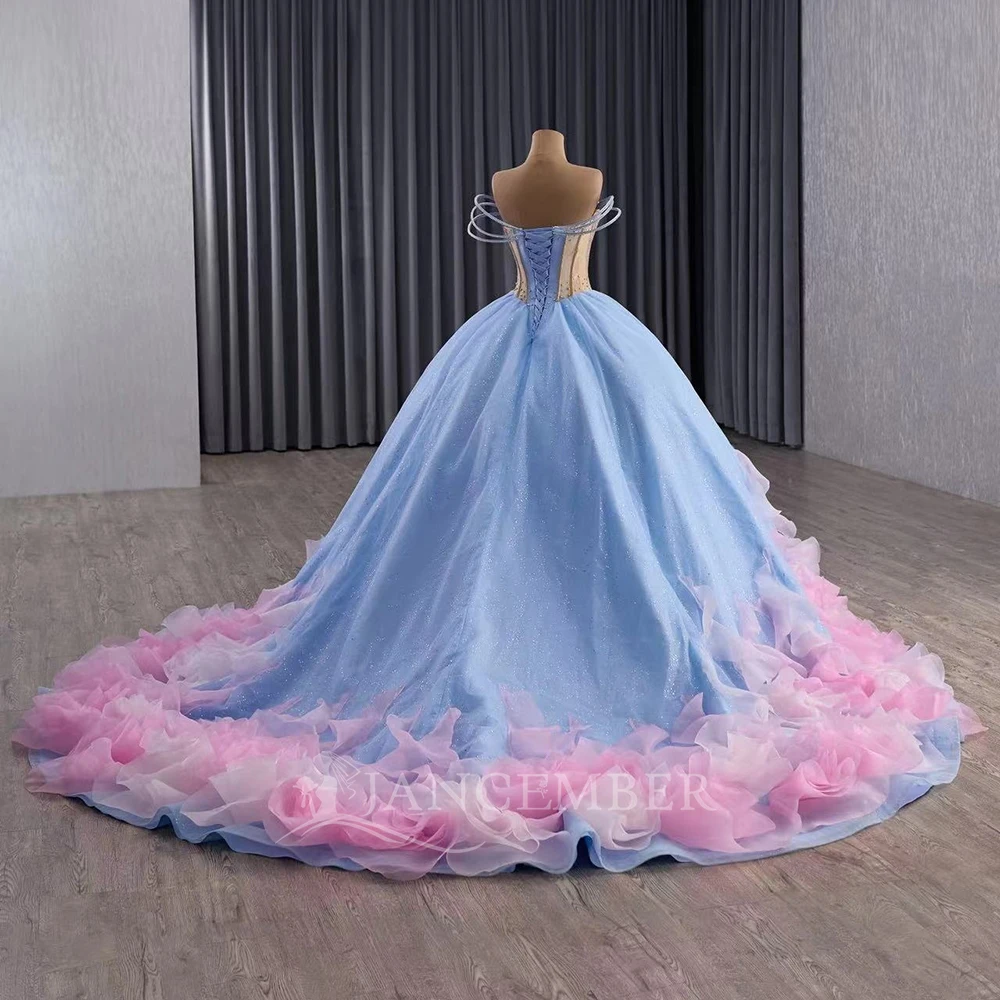 Vestido de baile personalizado superfino quinceanera vestido rendas até volta organza frisado plissado manga curta doce 16 vestidos de 15 anos
