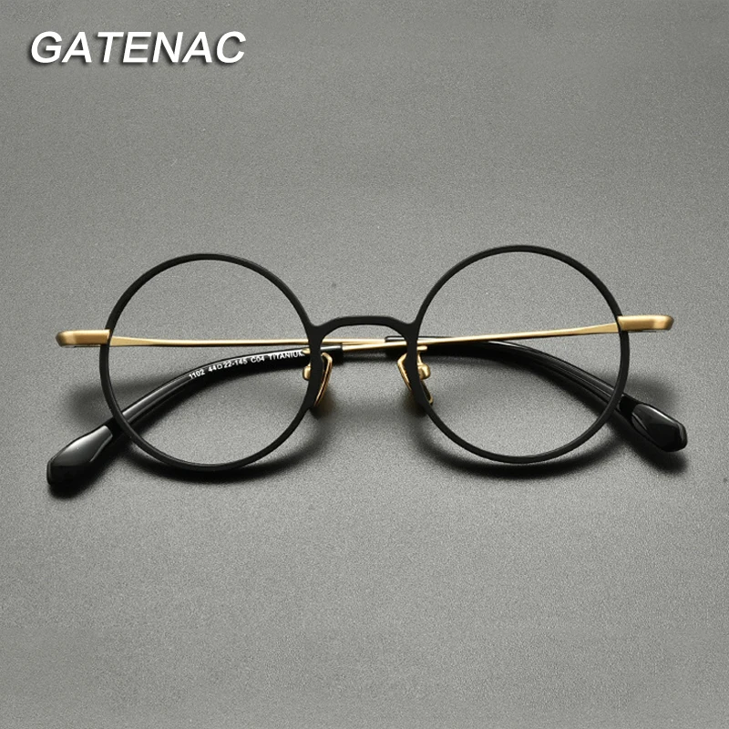 Vintage Round Pure Titanium Eyeglasses Frame Men Retro Optical Myopia Prescription Glasses Women 2022 New Luxury Brand Eyewear