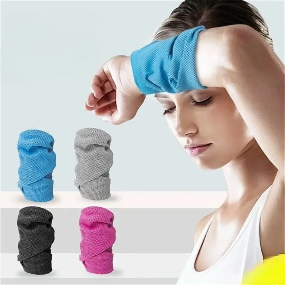 1PC Portable Outdoor Sport Ice Towel Sweat Absorption Wrist Protector Quick-drying Cooling Wristband for Fitness Camping Running