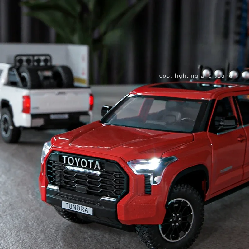 Tundra TRD Pro Off Road Car Model Metal Simulation 1:24 Scale Diecast Pickup Truck Toys Vehicles For Kids Boys Sound And Light