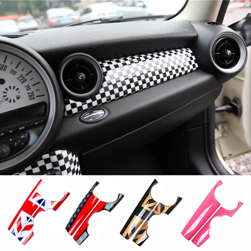 2pcs Car Dashboard Instrument Trim Panel Cover Sticker Interior Decoration For Mini Cooper S One R55 R56 R57 R58 Accessories