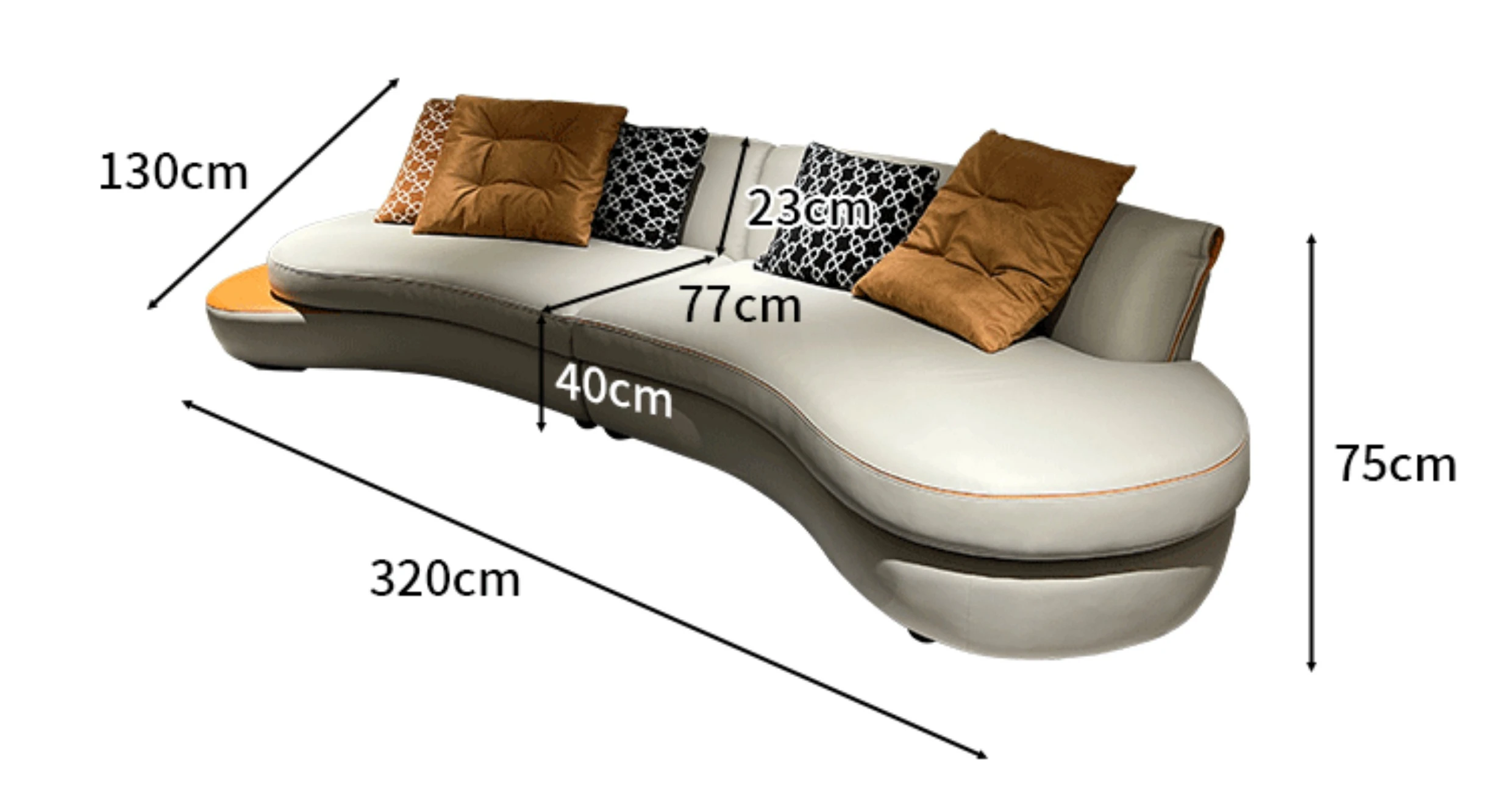 Arc leather sofa Italian minimalist modern first layer cowhide special-shaped living room sofa light luxury