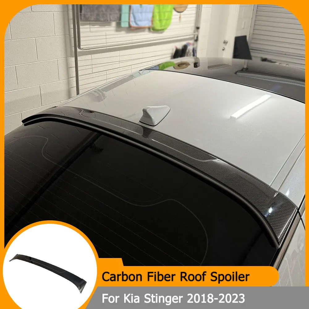 

Real Carbon Fiber Car Rear Roof Spoiler Fits For Kia Stinger 2018-2023 Rear Boot Spoiler Roof Window Spoiler Top Wing FRP