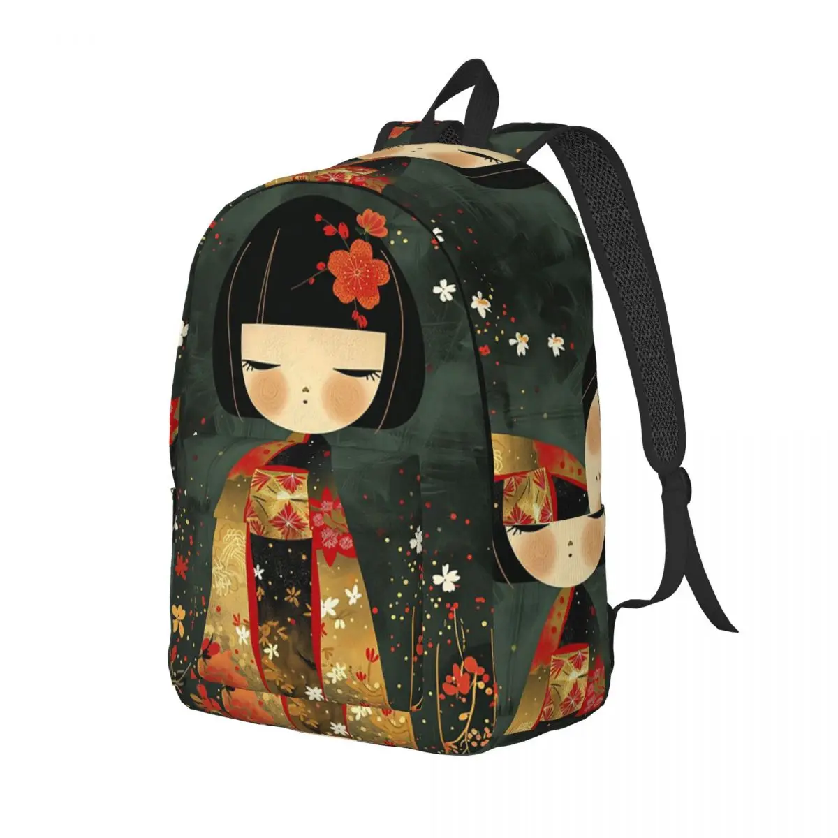 

Kokeshi Doll Japanese Artwork Backpack Daypack Large Capacity Kids BookBag School Bag Shoulder Bags for Men Women