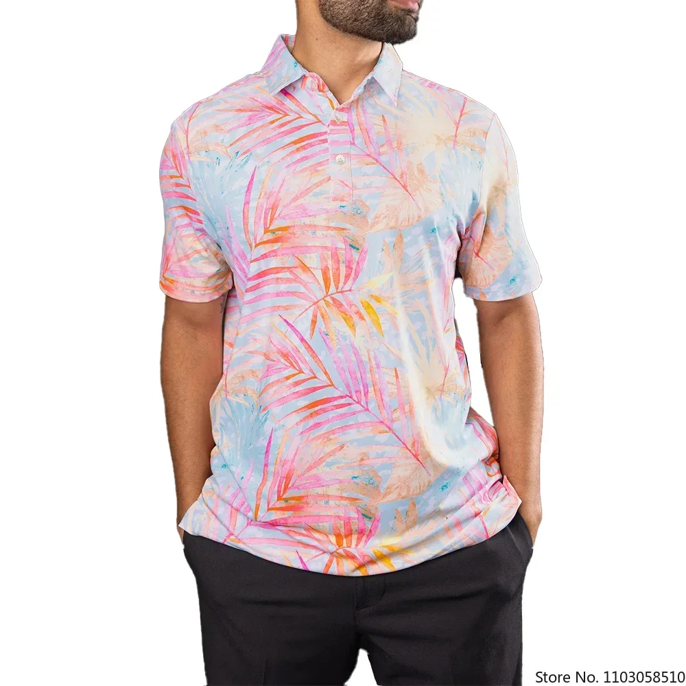 2025 New Golf Wear Fashion Polo Shirt Men's Short Sleeved T-shirt Summer New Striped Lapel Casual Half Sleeve Polo Shirt Tops