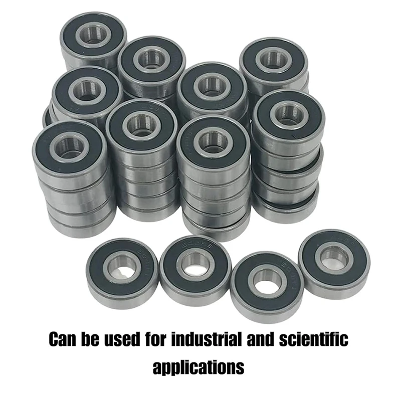 100 Pack 608 2RS Bearings, 8X22x7mm RS Ball Bearing Grease Seal Assembly Roller Skateboard Bearings