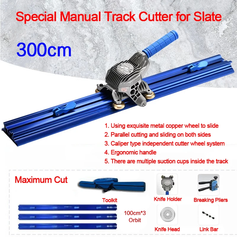 Multifunctionele Track Cutter Grote Leisteen Plaat Snijmachine Hoge Precisie Vloertegel Track Push Mes Snijden