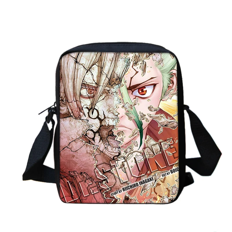 Cartoon Anime Dr.STONE Boy Girls Printed Shoulder Messenger Bag Child Casual Handbag Men Women Phone Bag Shopping Bag