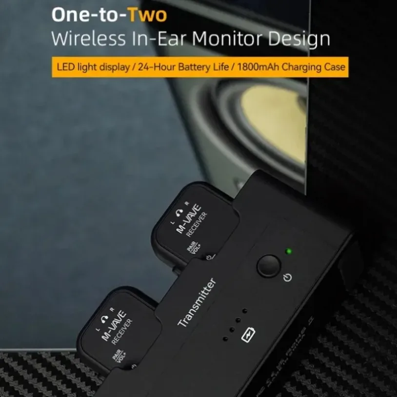 Moniteurs intra-auriculaires sans fil professionnels M-VAVE SWS12 pour scène, 1 émetteur et plusieurs récepteurs pris en charge, longue portée de transmission, utilisation pour les performances scéniques