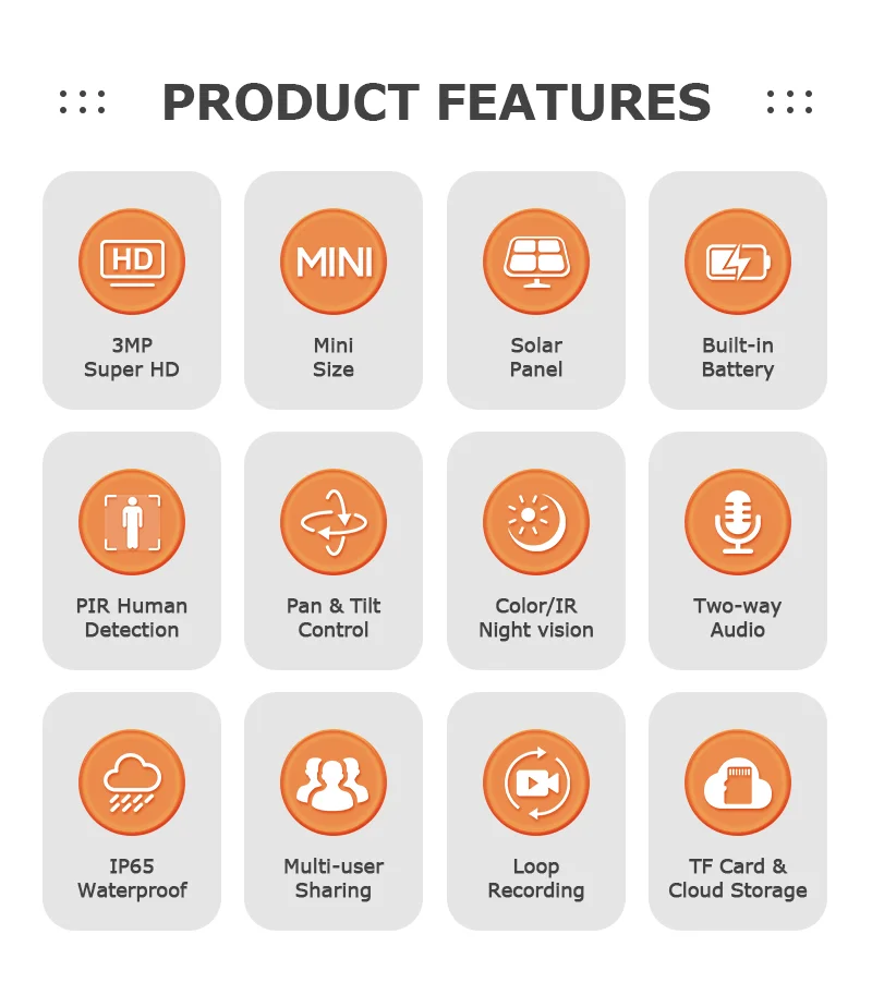 Mini 3mp WiFi Outdoor Solar Camera Home 360 Ptz CCTV Security Solar Camera CCTV Security 3k