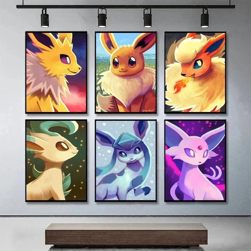 Canvas Artwork Pokemon Eevee Picture Print Wall Children's Bedroom Decor Room Home Poster Toys Hanging Birthday Gifts Classic