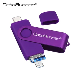 DataRunner USB 3.0 Flash sürücü 512G 256GB OTG 3-IN-1 Pendrive için tip C / MicroUSB mobil/PC 128G 64G 32G 16GB Memory Stick