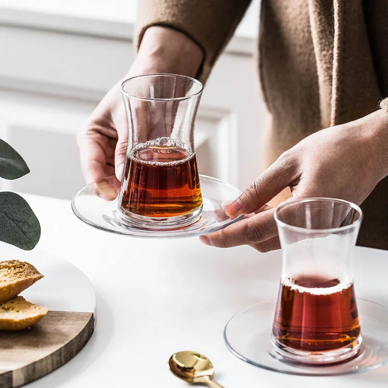 Water Cup and Saucer Set Turkish Black Tea Cup Shot Glass Wine Drinking Glasses Coffee Cups for Cocktails Cocktail Whiskey