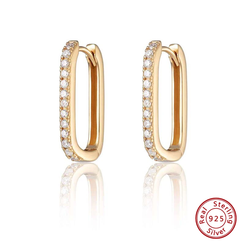 

925 Sterling Silver Earrings Original Certificate Fashion Geometric U Shape Ear Clip Stud Earrings For Women Factory Direct Sale