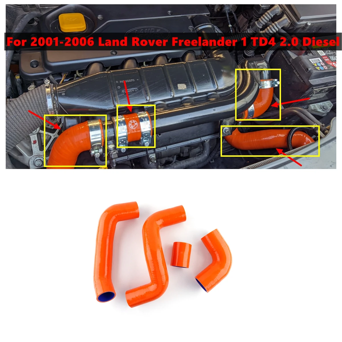 

For 1999 2000 2001 2002 2003 2004 LAND ROVER FREELANDER TD4 Silicone Intercooler Turbo Pipe Hose Full Kit