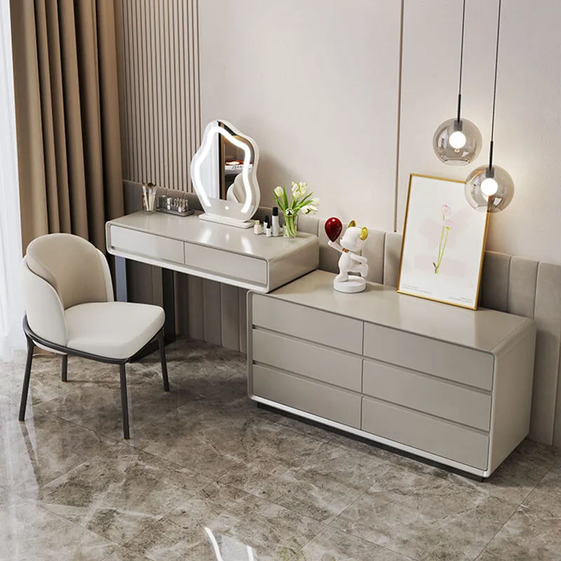 

Storage Light Dressing Table Mirror Modern Luxury Makeup Dressing Table Chair Drawers Tocador Maquillaje Furniture For Bedroom