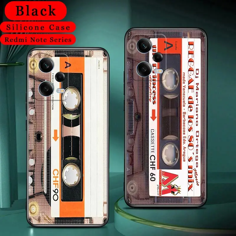 Retro Music Cassette Tape Soft Case For Xiaomi Redmi Note 12 Pro Plus 12S 11 10 Pro 11S 10S 9 8 Pro 9 7 8T Phone Case Back Cover