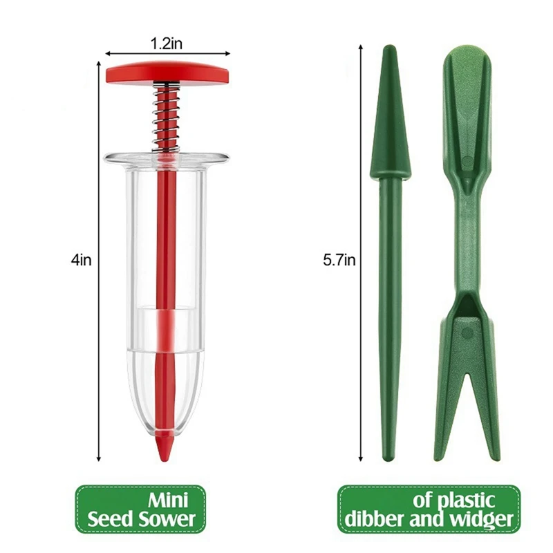 TKOH-Mini juego de esparcidor de semillas, mini dispensador de semillas de siembra, juego Manual de sembradora y malezas