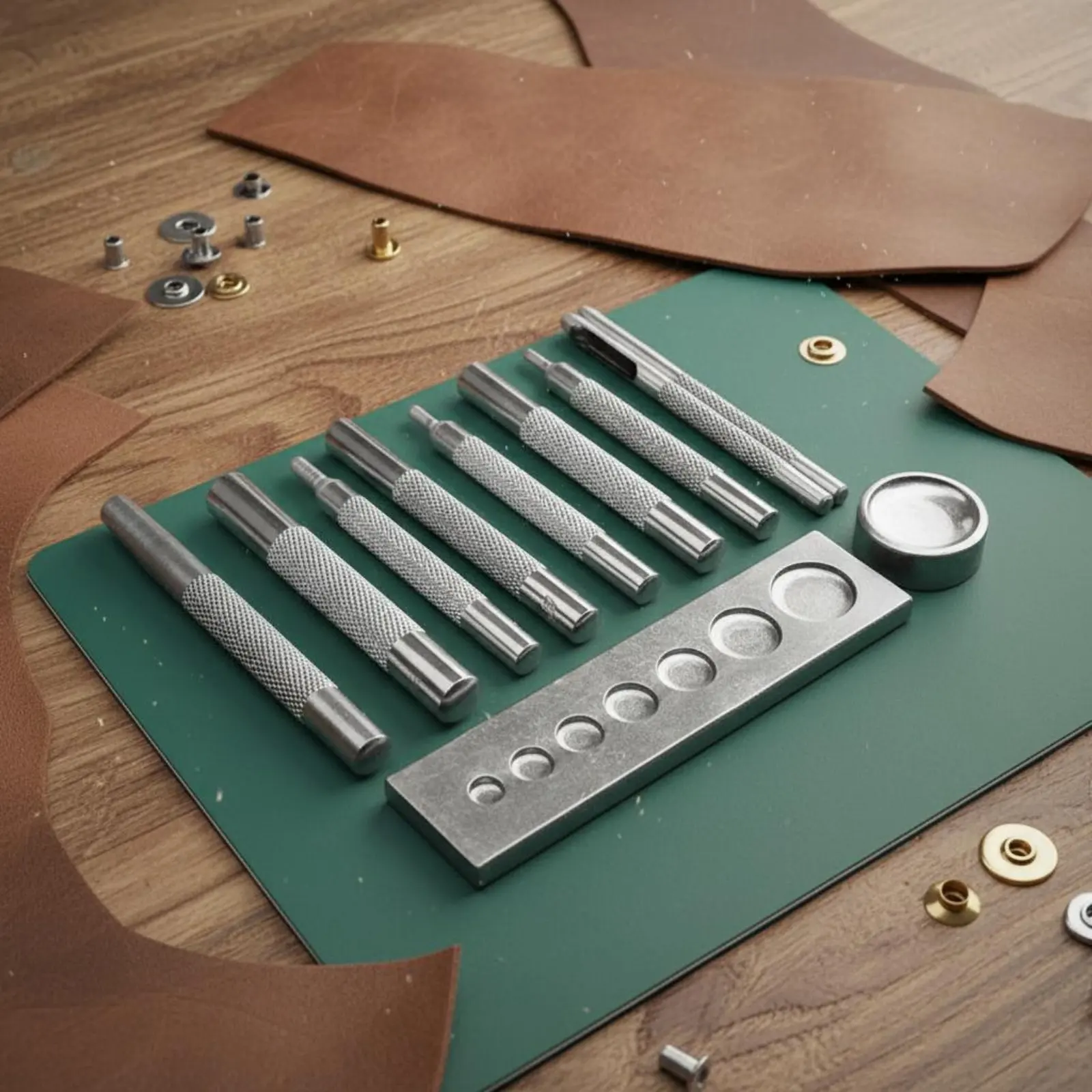 11 Pieces Snap Fastener Tool Set Long-Lasting Steel Leather Rivet Setter Tool Button Snap Perforator Kit Non-Slip Grip