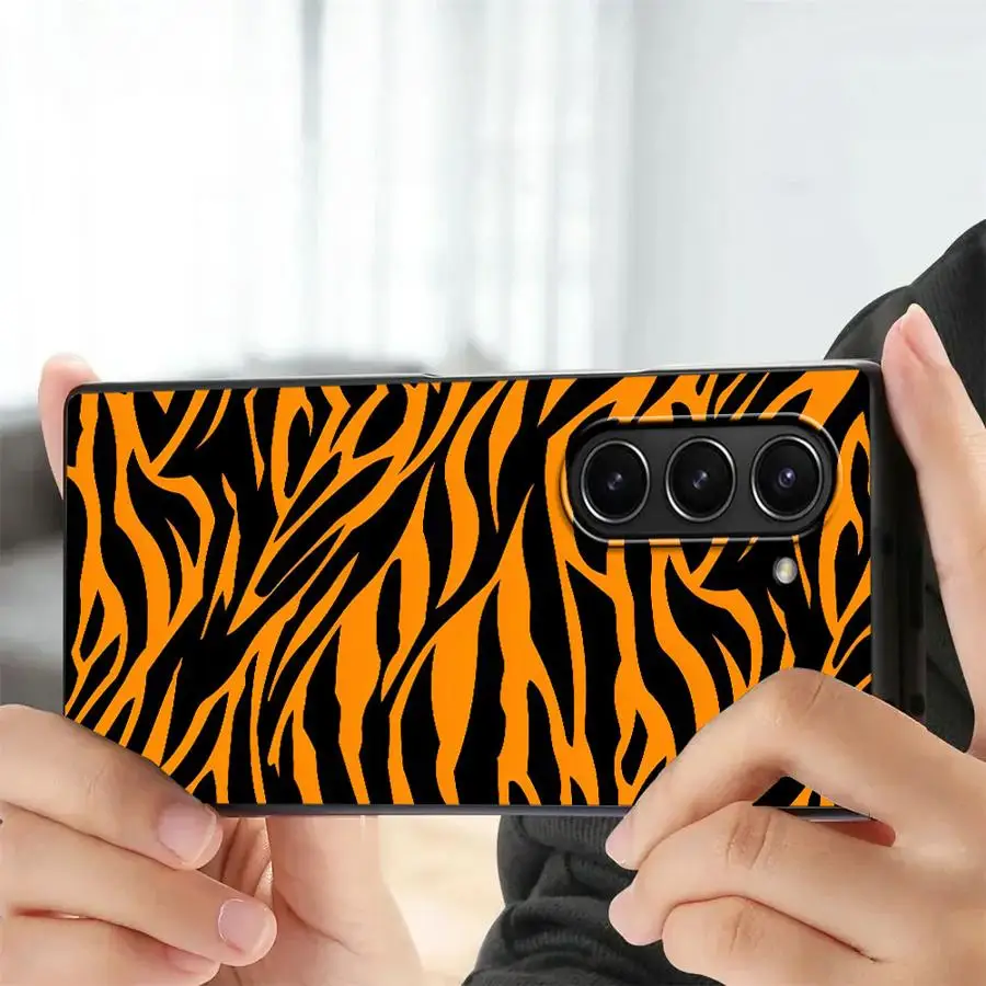 Zebra Striped Sunflower Back Phone Cover Case for Samsung Galaxy ZFold3 ZFold5 Z Fold 7 6 5 4 3 ZFold6 ZFold4 ZFold7