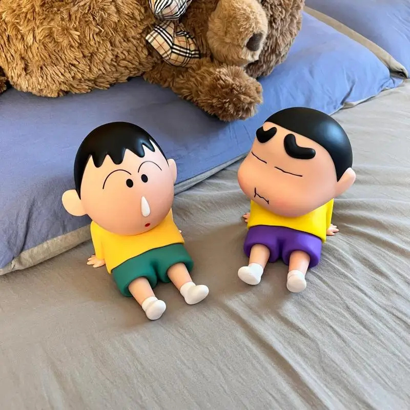 Anime 12Cm Crayon Shin-Chan Phone Holder Universal Desk Phone Holder Mount Stand Kawaii Desktop Ornaments Decorations Toy Gifts