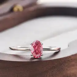 Oval shape Pink color 0.5cmoissanite ring  for charm lady silver 925 jewelry lab  Diamond Rings Sterling 925 Silver Wedding Band