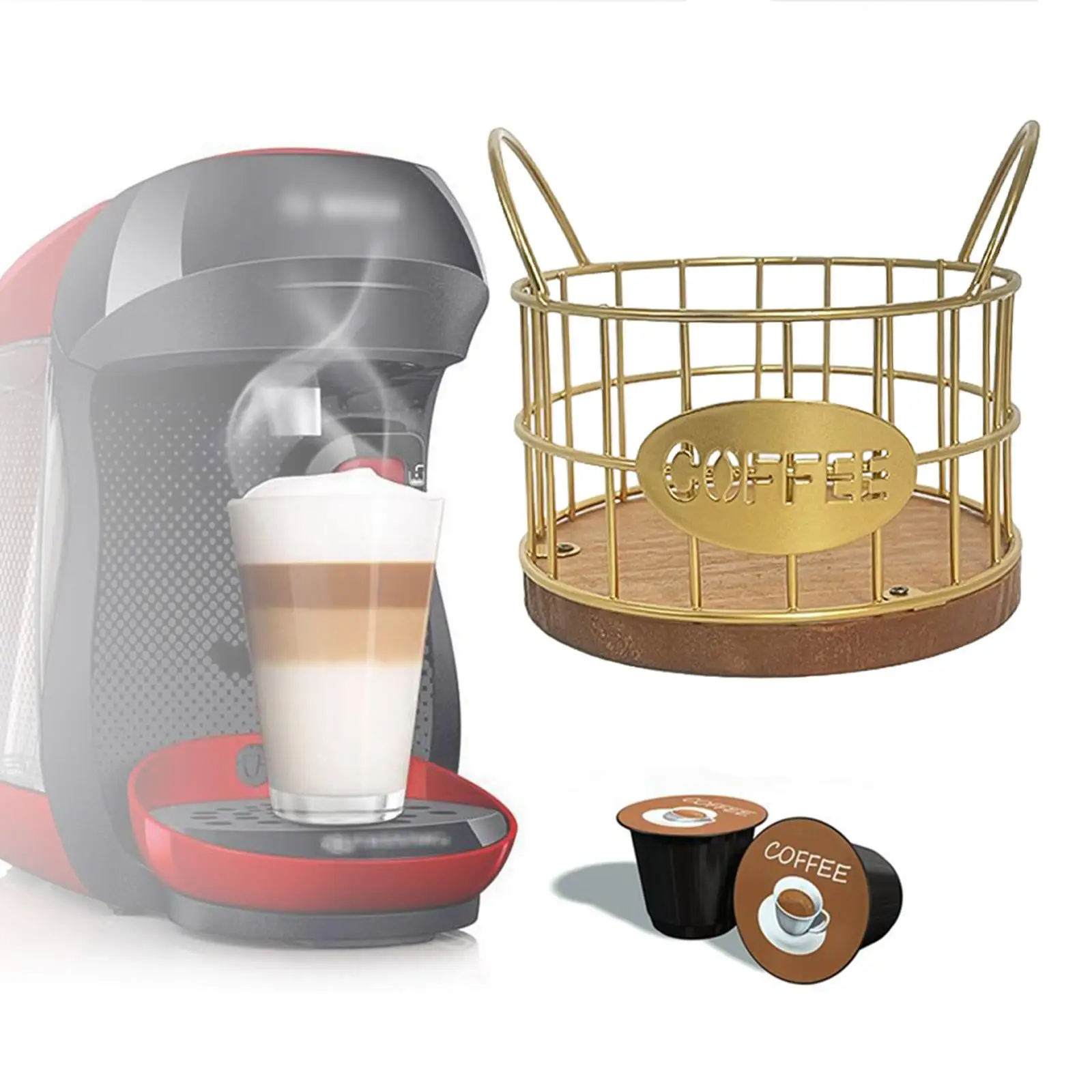 Coffee Pod Holder Modern Coffee Pod Basket Decor Iron with Double Handle Coffee