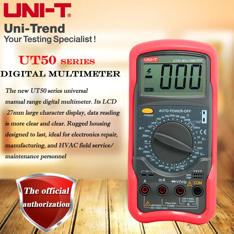 

UNI-T UT51/UT52/UT53/UT55/UT56 high precision manual range digital multimeter electronic electrician maintenance universal meter