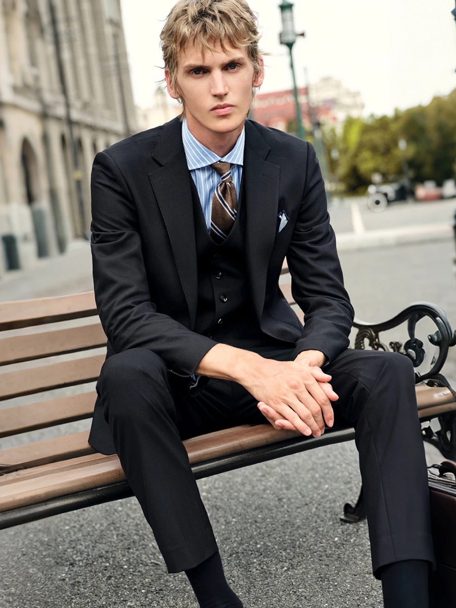 Men'S Formal Wear For Engagement - Elastic Men‘s Black Suit Set: Stretch