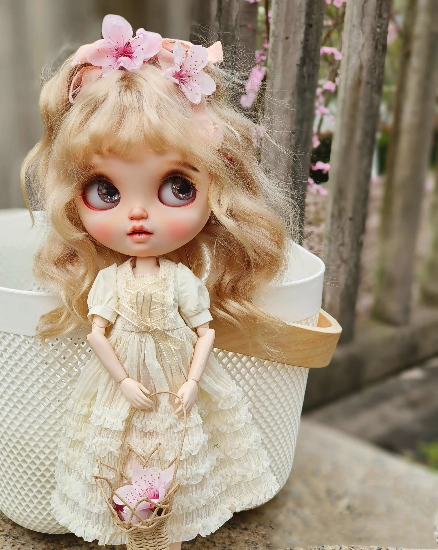 Dula Doll Clothes Dress White vintage lace dress Blythe ob24 ob22 Azone Licca ICY JerryB 1/6 accessori per bambole Bjd