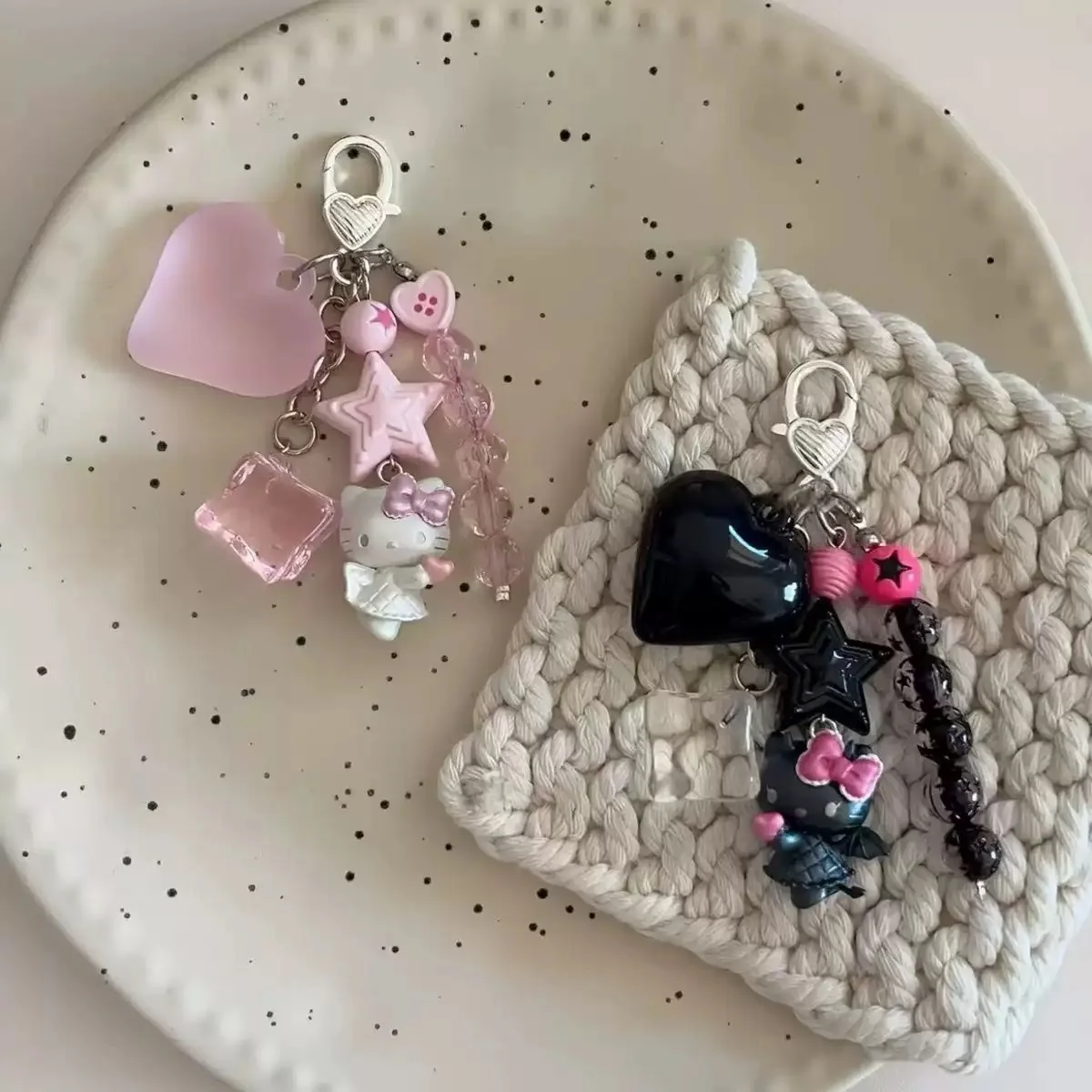 

Mini For Hello Kitty Dolls Keychain Toys Kawaii Anime Phone case hanger Diy Backpack Pendant Kids Birthday Christmas Gifts