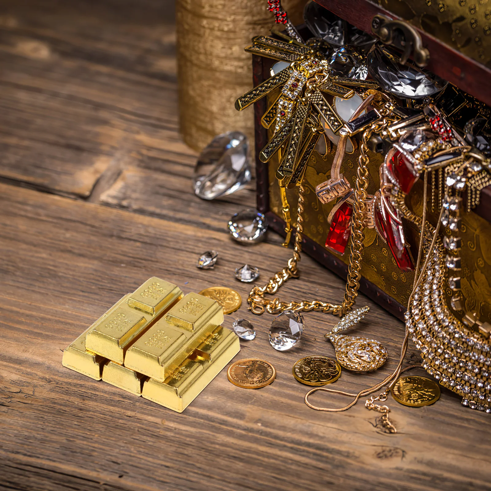 5 ชิ้นอิฐทองเครื่องประดับเทศกาล Prop ปลอมบาร์ตกแต่ง Props เครื่องประดับโต๊ะ Golden