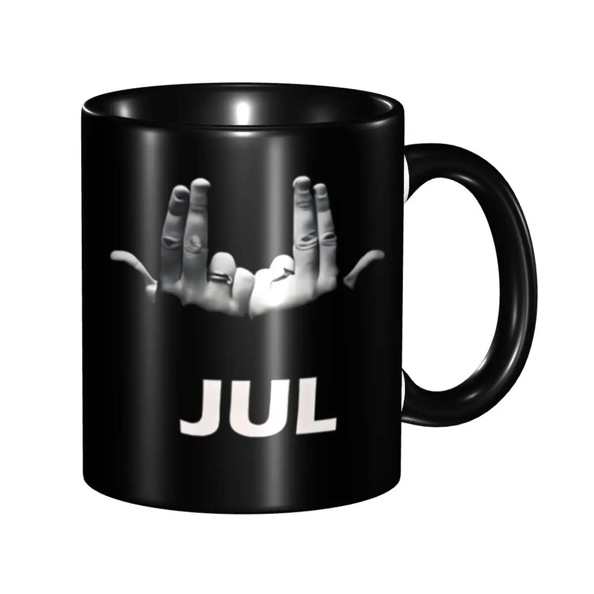 Personalized J-Juls Hip Hop Gesture Coffee Mug DIY Alien Pattern French Singer Ceramic Milk Tea Mug Cup