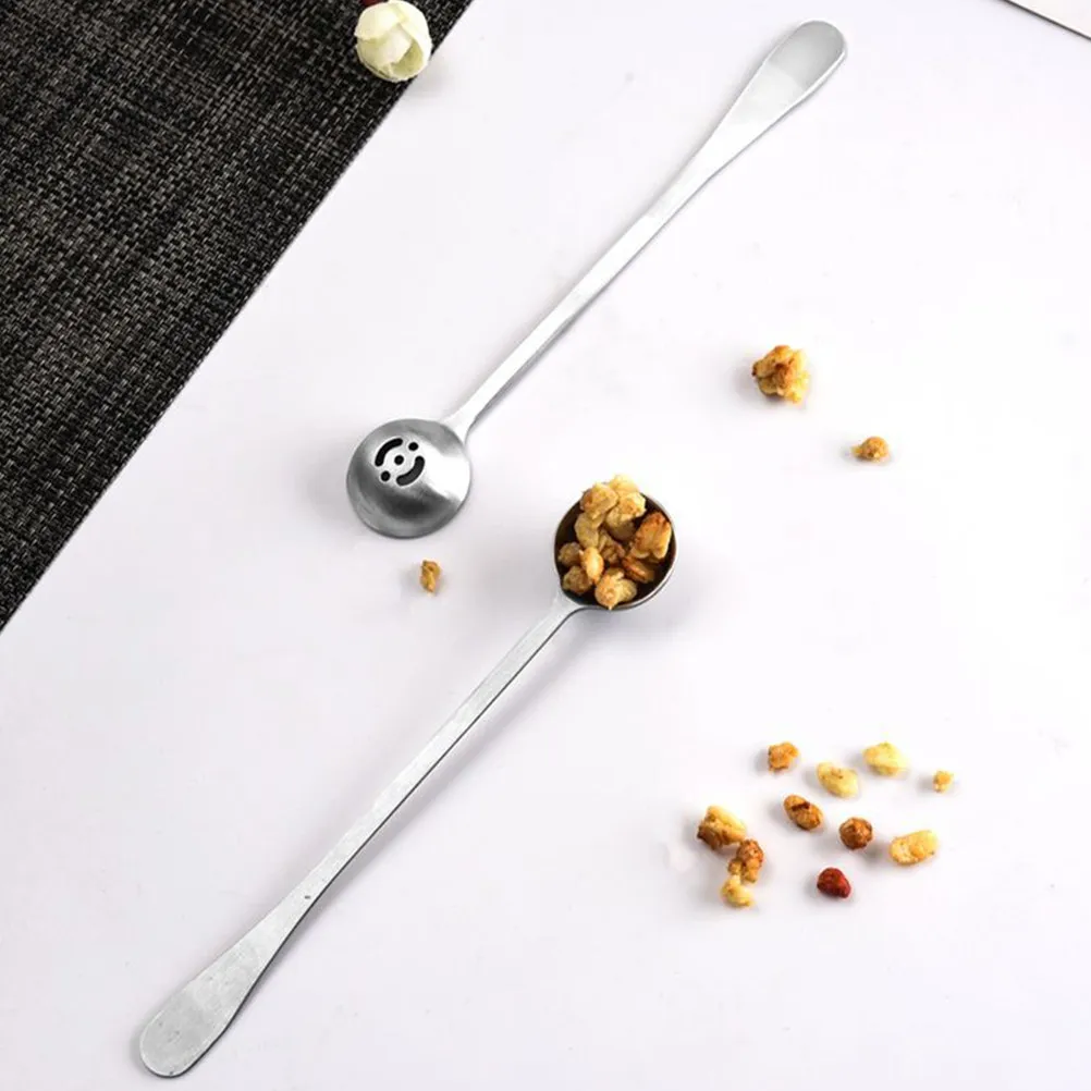 

Stainless Steel Spoon Colander Seasoning Scoop Long Handle Perforated Strainer for Milk Tea Shop Bakery Kitchen Coffee Shop
