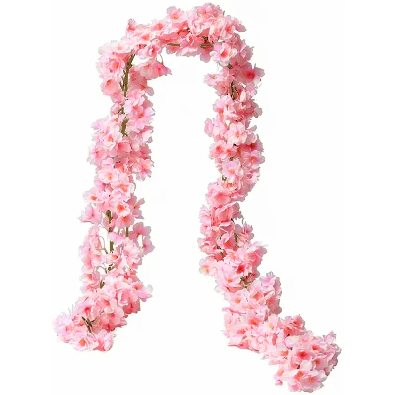 180 cm Künstliche Sakura-Blumenranke für Hochzeitsgarten, Rosenbogen, Heimparty-Dekoration, Weihnachten, Braut, Kunstseide, Scrapbook-Pflanzen