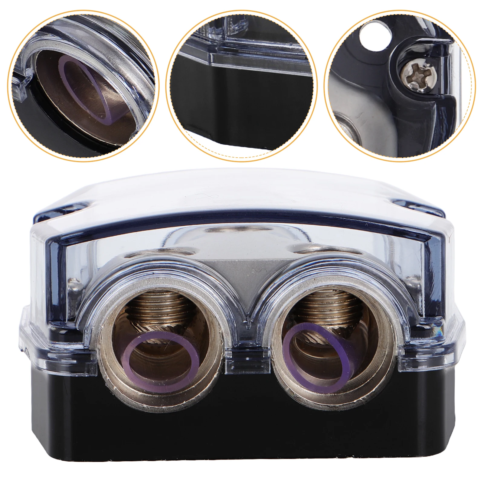 

Car Modified Ground Box 2 Ways Fuse Holder Audio Power Divider Junction Block Alloy Material Durable Reliable Noise Reduction