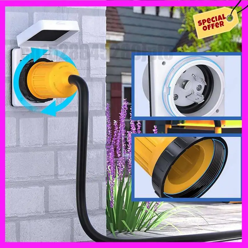 

-ABUB 2X 30AMP RV Power Inlet Outlet Shore Power Kit W/Boot Cord Protector 125V NEMA L5-30P L5-30R Male Female Connector Plug